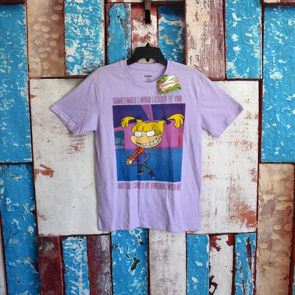Women's Nickelodeon Rugrats Angelica T-Shirt Short Sleeve Crewneck MEDIUM Purple